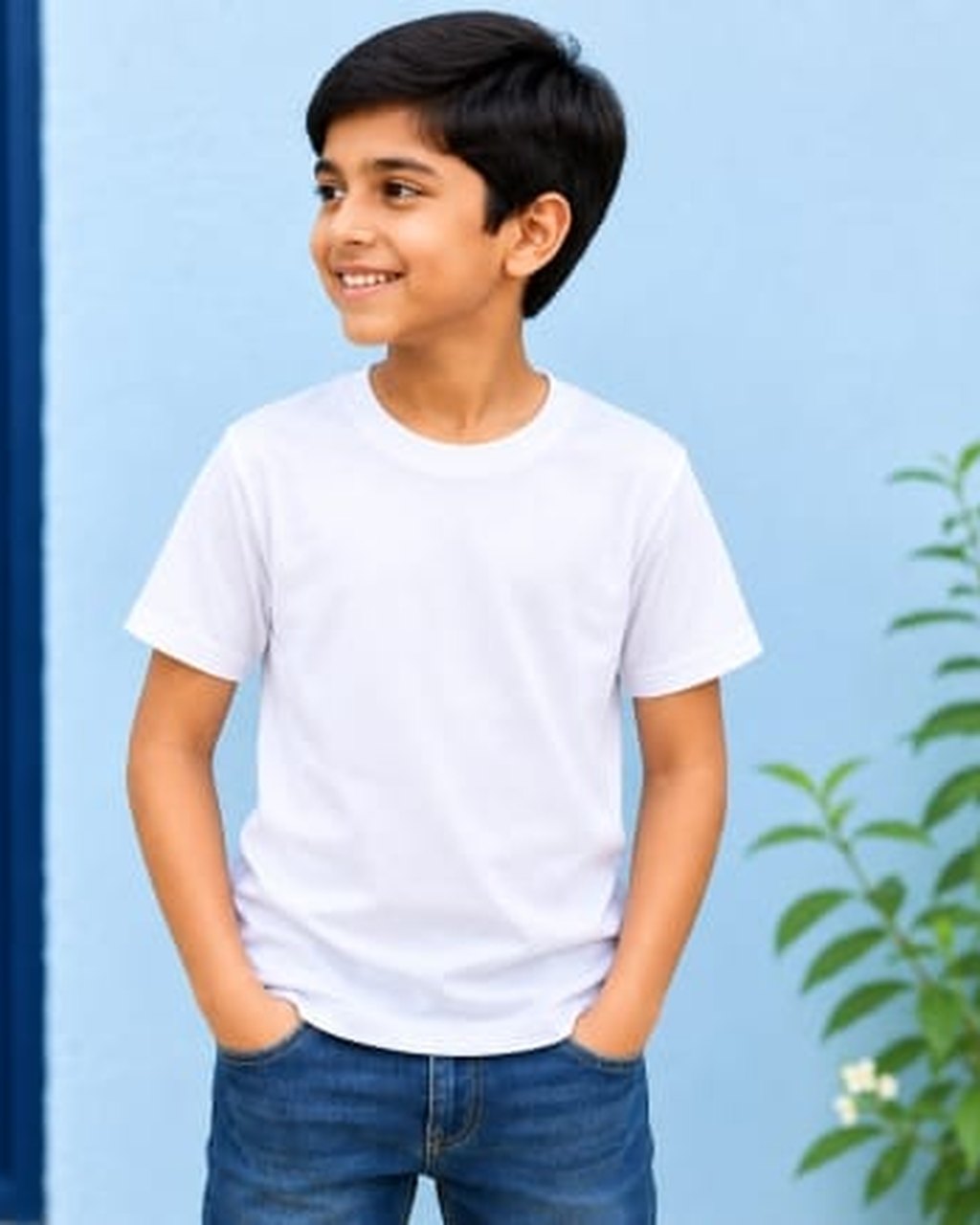 Plain kids round neck cotton t-shirt (blank)